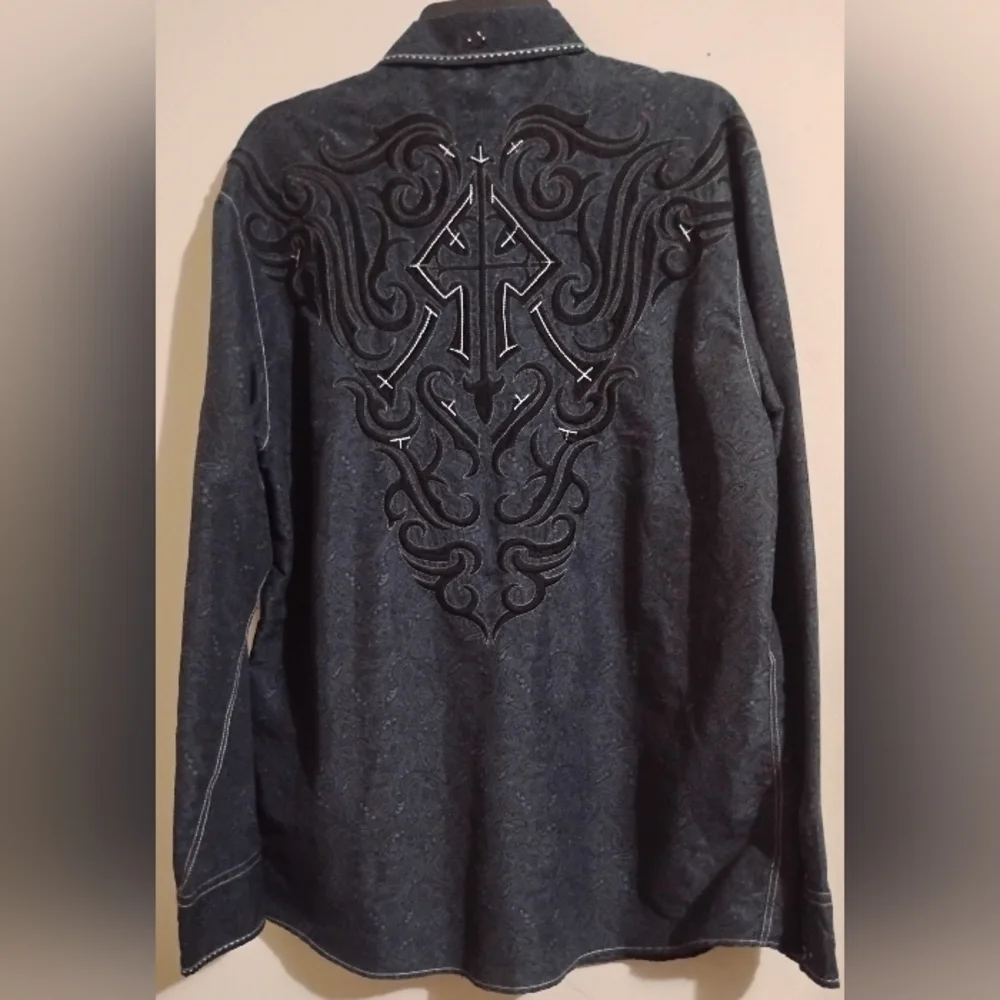 Roar Signature Button Down Shirt Mens XL Black - Picture 5 of 16